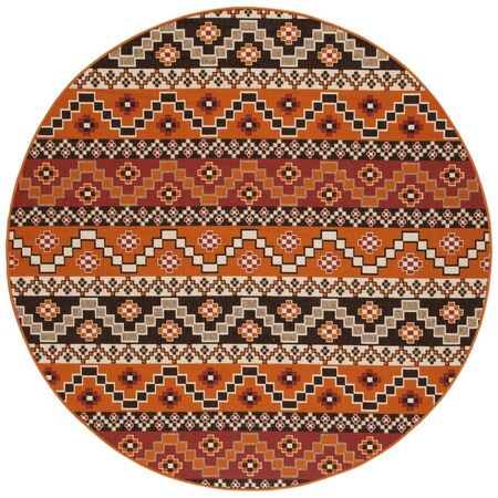 Safavieh 6 ft. 7 in. x 6 ft. 7 in. Veranda Round Power Loomed Rug; Rust & Red VER095-0334-7R